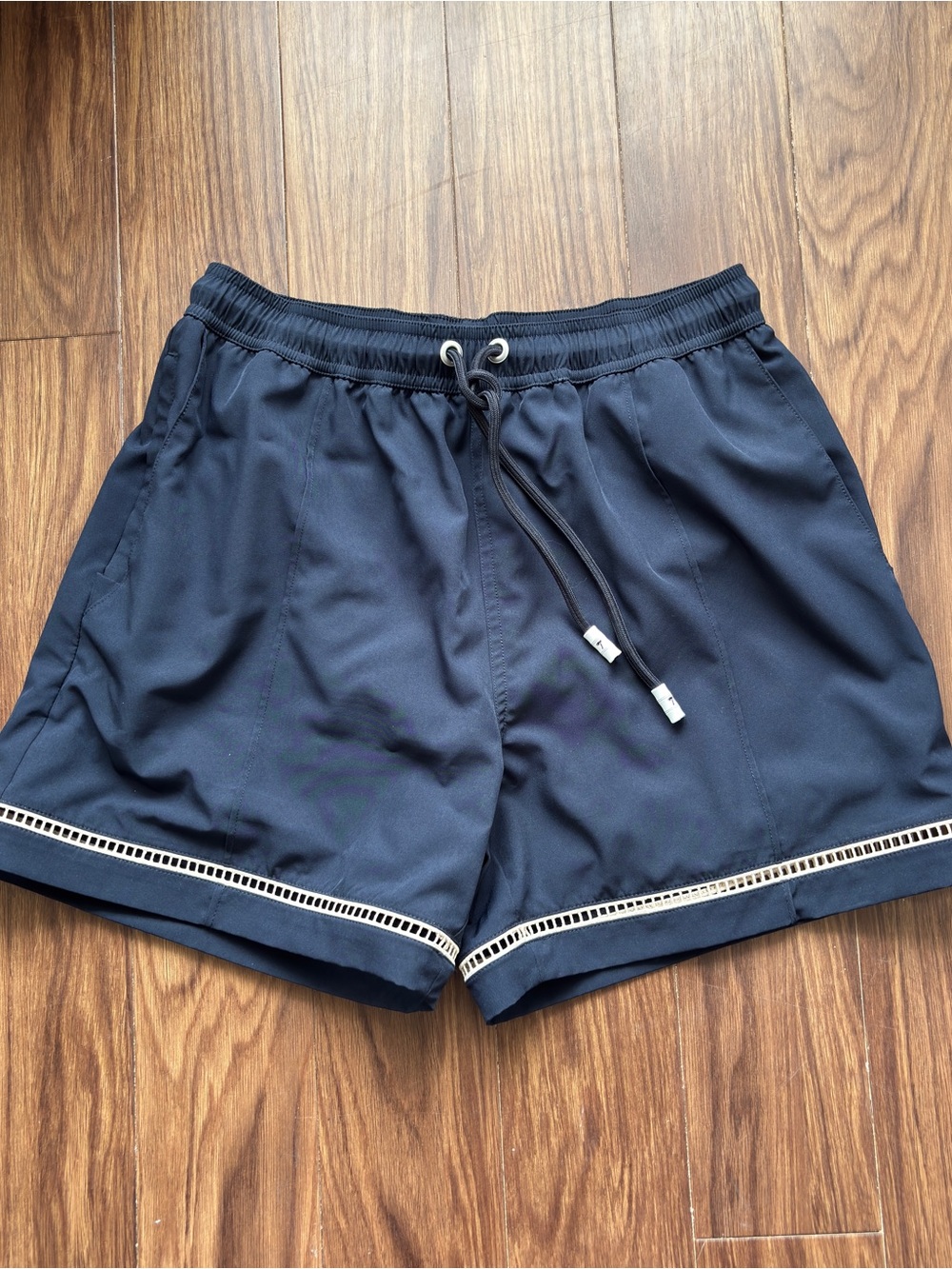 Tombolo Blue Greco Roman Style Plain Solid Navy Swim Trunks Size Small S